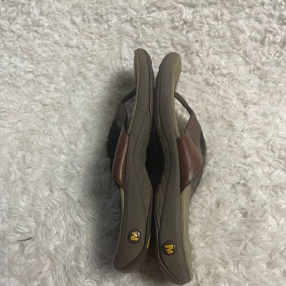 Merrell Brown Leather Men's thong Sandals Rubber soles size 10 - Picture 5 of 9